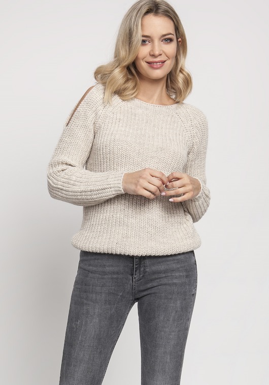 Raglanowy sweter,SWE176 beż MKM MKMswetry