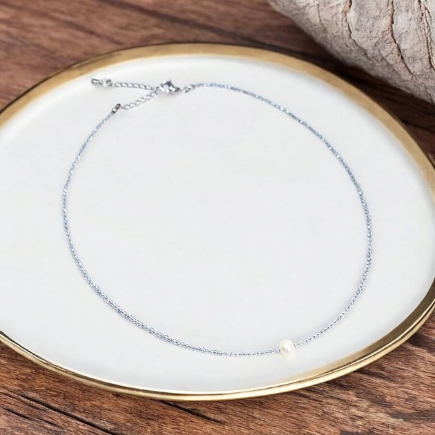 naszyjniki - inne Topaz z białą perłą