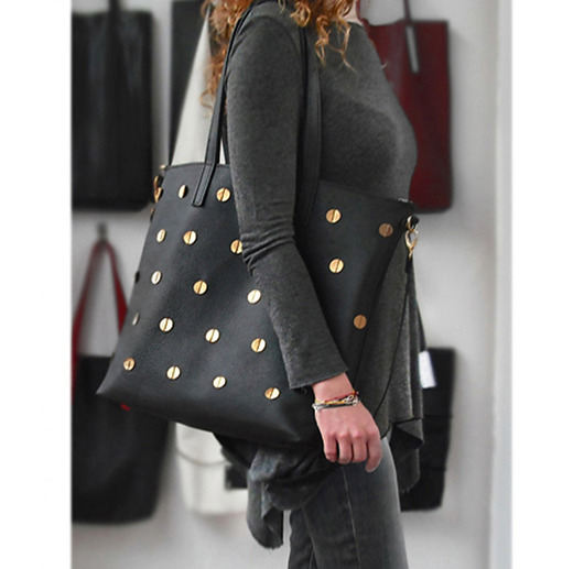 torby na ramię Skórzana torba w złote kropki