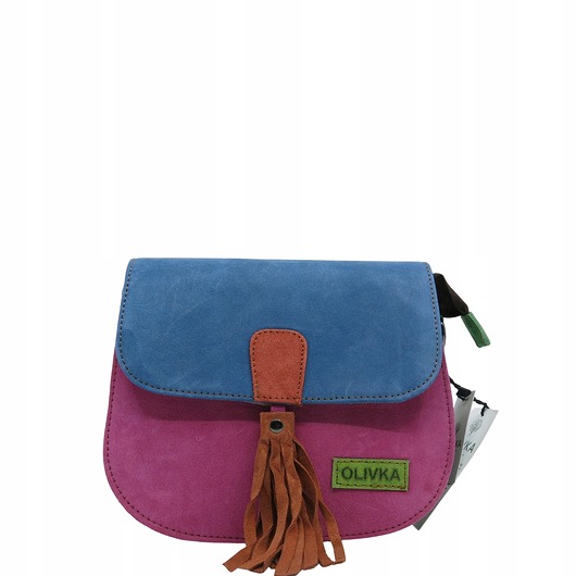 torby na ramię Torebka listonoszka zamszowa damska regulowany pasek kolorowa OLIVKA