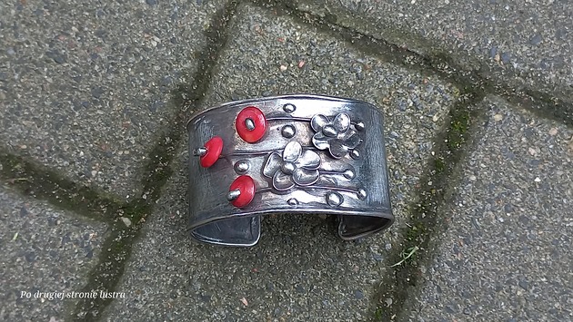 bransoletki wire wrapping Pole maków - bransoletka regulowana