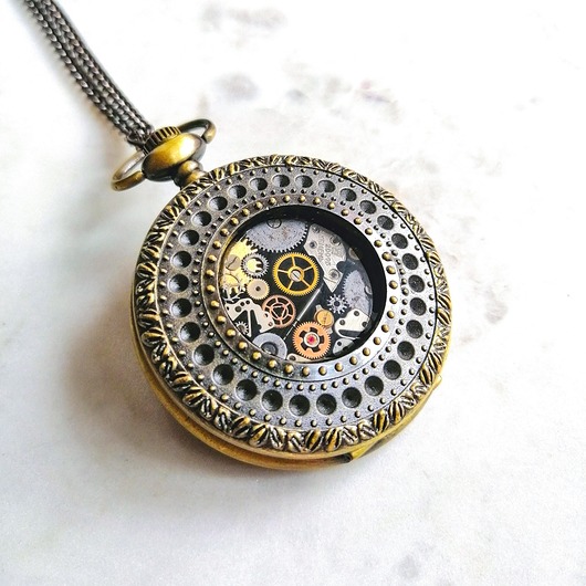 Owls Home II - Dwustronny wisior Steampunk DROBINY CZASU