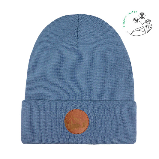 czapki i kapelusze męskie Czapka beanie z bawełny organicznej szary błękit