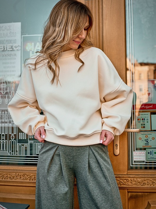 bluza bez kaptura damska Soft Spot / kremowa bluza basic