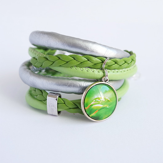 bransoletki ze szkła Bransoletka - Energia natury - owijana, zielona