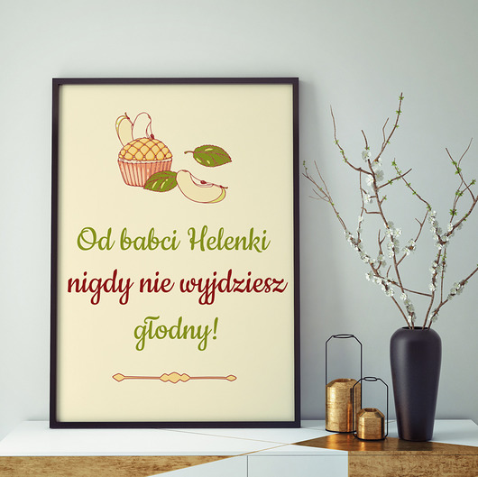 Plakat dla babci w ramie "Nie wyjdziesz głodny"  Neogift