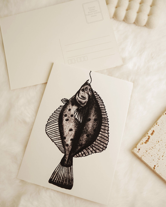 grafiki i ilustracje Pocztówka Ilustracja Flądra