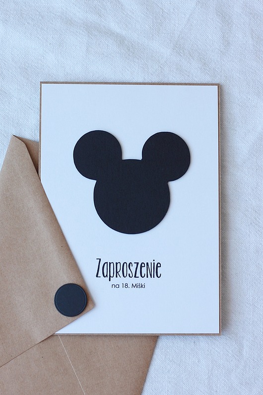 kartki scrapbooking Uszy myszki. Zaproszenia urodzinowe
