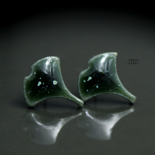 kolczyki ceramiczne Ginko /stal chirurgiczna/