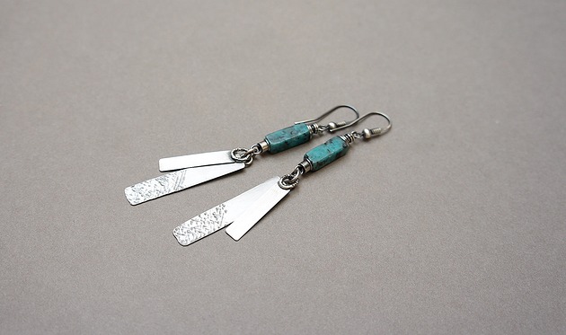 kolczyki srebrne Kolczyki srebrne -turkusowe patyczki