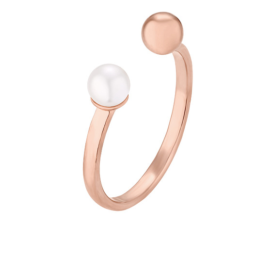 pierścionki złote Pierścionek z różowego złota z kuleczką i białą perłą