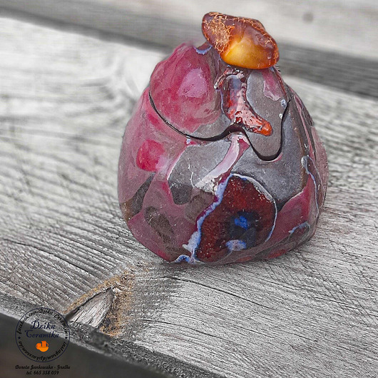 pojemniki na biżuterię Szkatułka ceramiczna ,,wiśniowa" - na biżuterię