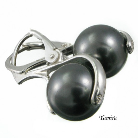 Kryształ Swarovski Dark Grey pearl subtelle - kolczyki yamira