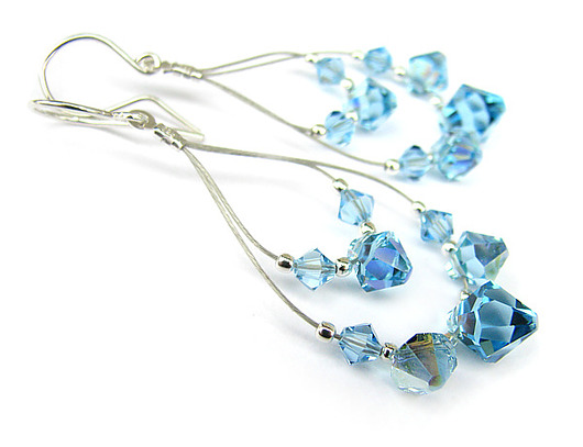 kolczyki szklane Kolczyki kryształ Swarovski Millennium in Aquamarine
