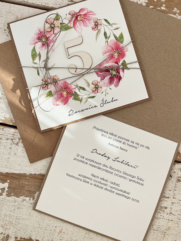 kartki scrapbooking Wyjątkowa kartka ręcznie robiona z okazji 5 rocznicy ślubu