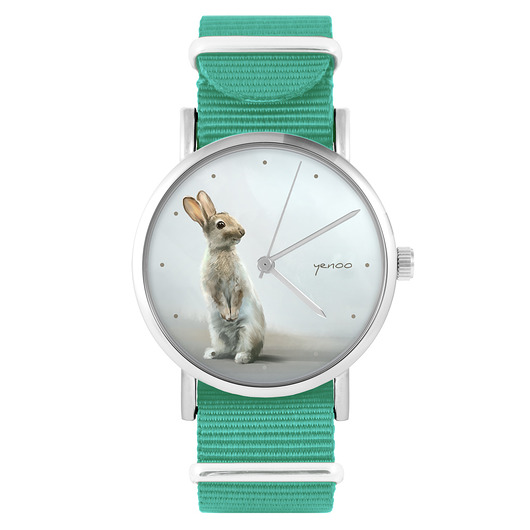 zegarki unisex Zegarek - Zając - turkusowy, nylonowy