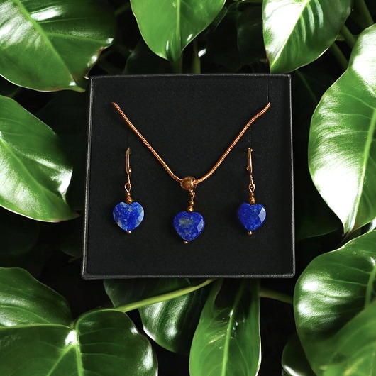 komplet biżuterii RAZEM TANIEJ! uroczy komplet: serduszko LAPIS LAZULI : wyjątkowy prezent