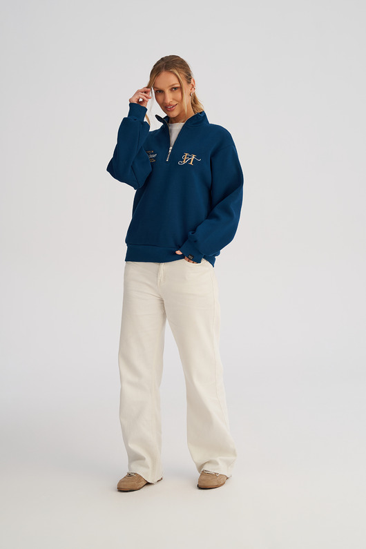 bluza bez kaptura damska Bluza TROYER ze stójką i zamkiem POSEIDON damska