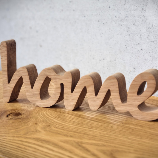 napisy dekoracyjne i tabliczki Napis home z drewna, stojący dąb