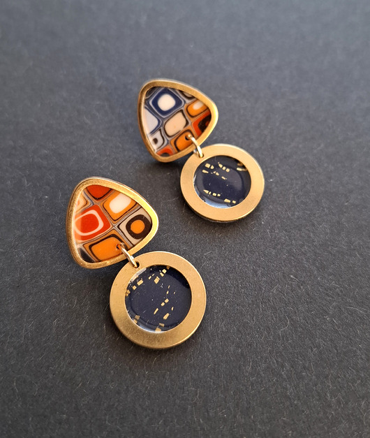 kolczyki z masy plastycznej Kolczyki barwne odbicia no5