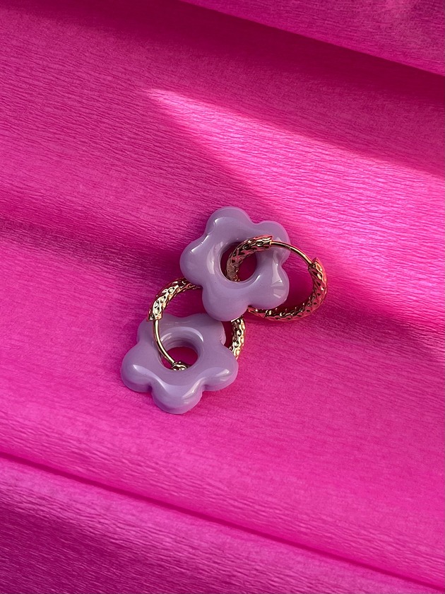 kolczyki z masy plastycznej Kolczyki - fiore lilla