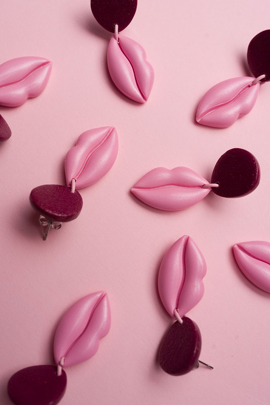 kolczyki z masy plastycznej Kolczyki sztyfty usta mini