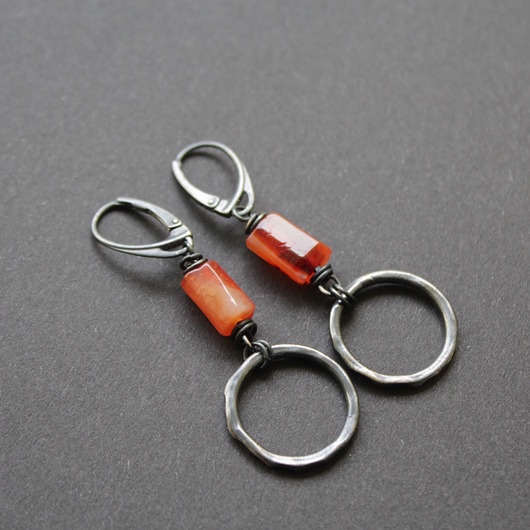 kolczyki z kamieniami Kolczyki Ognisty Karneol