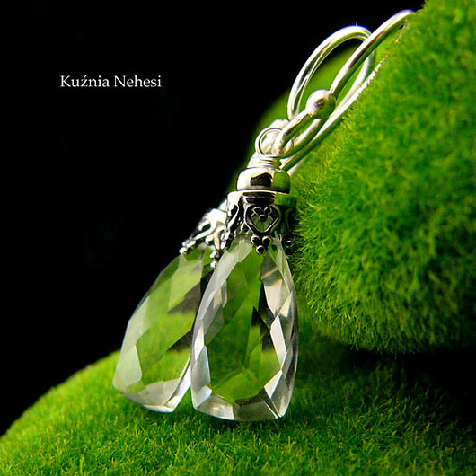 kolczyki wire wrapping Kolczyki Bali Bali - Kryształ Górski Srebro