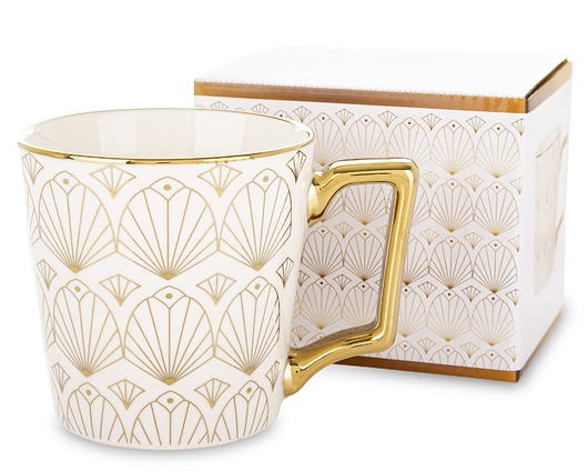 kubki i filiżanki Kubek porcelanowy 310 ml RANGO-3 14,5x13x8,5 cm cienki wzór SLIM