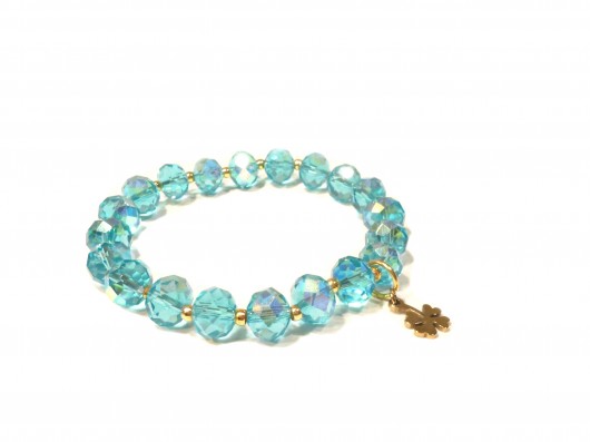 Bransoletka 'Crystal Turquoise' z koniczynką labonita