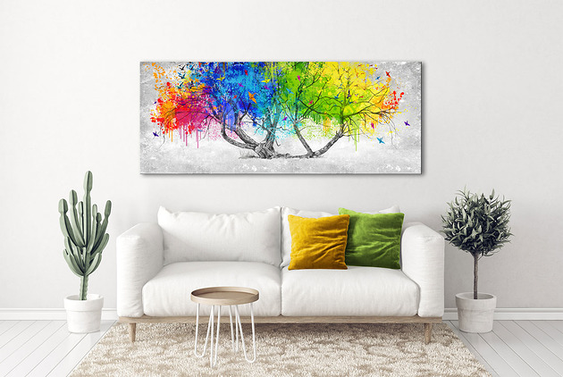 obrazy Obraz na płotnie PEJZAŻ ORIGAMI- 150x60cm 444