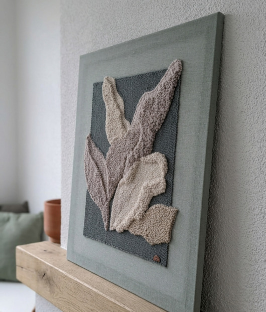 obrazy Obraz 3d punch needle liscie