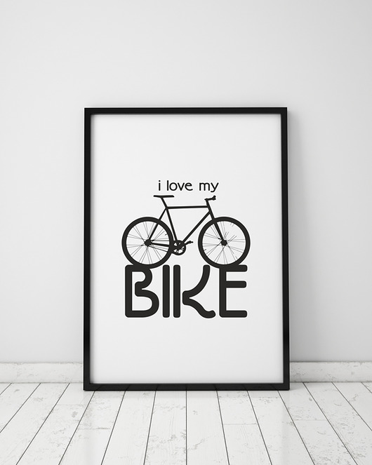 plakat. i love my bike Love Life and Forest