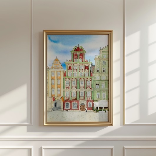 plakaty Plakat Wrocław, kamienice, akwarela