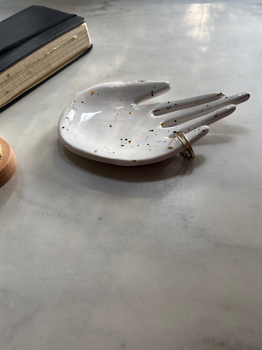 pojemniki na biżuterię Ceramiczna Łapka Handmade Talerzyk na Biżuterię Golden Dalmatinian