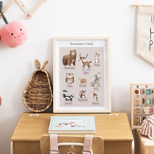 obrazy i plakaty do pokoju dziecięcego Plakat edukacyjny ZWIERZĘTA W LESIE - Plakaty Na Ścianę Dla Dzieci