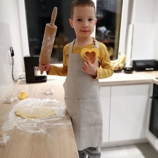 fartuszek kuchenny dziecięcy,100% len naturalny Shuma