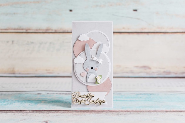 kartki scrapbooking Pamiątka Chrztu Świętego dla dziewczynki, dla chłopca króliś