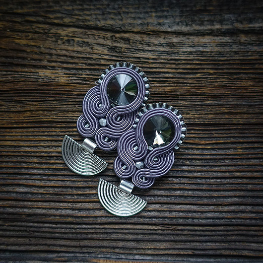 kolczyki soutache Szare kolczyki soutache