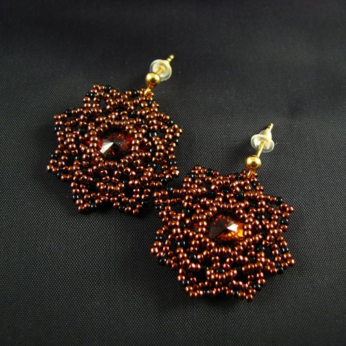 Rivoli Flowers Smoked Topaz-Dark Bronze Silverka
