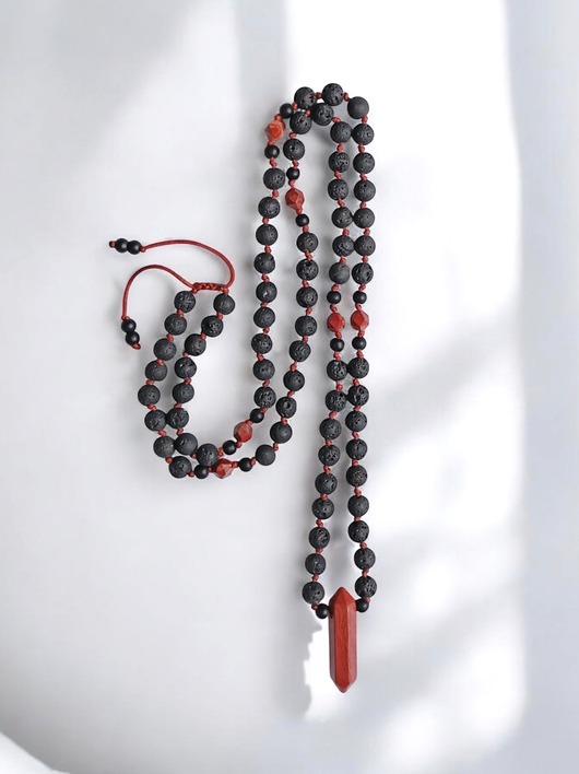 biżuteria męska UNIKAT :naszyjnik męski : jaspis, lawa, onyks - naszyjnik unisex