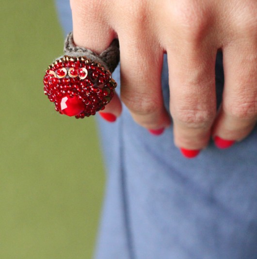 red brass knuckles ring ecobetoo