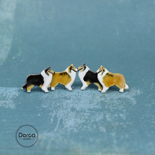 Lassie szkocki  collie-  2 pary kolczyków Dorca