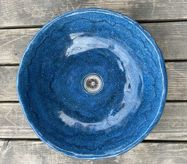 umywalki UM8 Umywalka ceramiczna, niebieska, okrągła