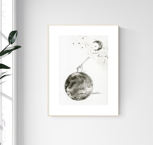 grafika A4 wykonana ręcznie, abstrakcja Krystyna Siwek Art