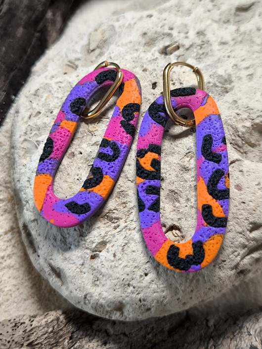 kolczyki z masy plastycznej Loopy kolczyki szalona PANTERKA
