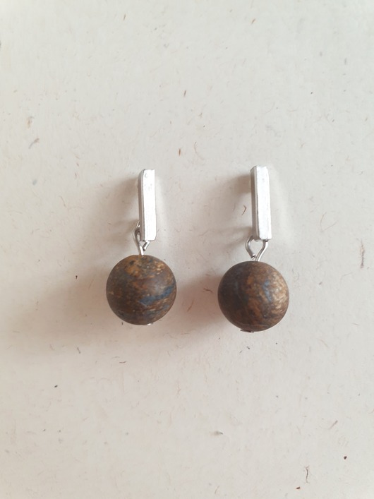 kolczyki z kamieniami Kolczyki PATYCZKI bronzyt