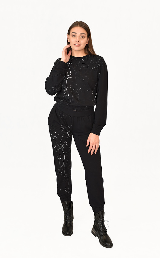 komplety damskie Dres Happy czarny malowany