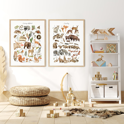 obrazy i plakaty do pokoju dziecięcego Zestaw polakatów ALFABET + LICZBY