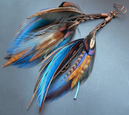 kolczyki z piórami Kolczyki z piórami boho